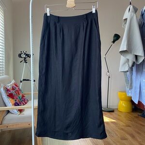 Long black linen maxi skirt high waisted size 12